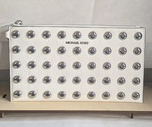 Michael Kors Jetset Studded Pouch - Optic White